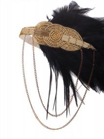 img 3 attached to Vintage 1920S Flapper Headpiece: VIJIV Black Gold Great Gatsby Headband