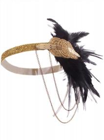img 1 attached to Vintage 1920S Flapper Headpiece: VIJIV Black Gold Great Gatsby Headband