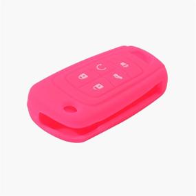 img 1 attached to 🔑 Velsman 5 Buttons Silicone Key FOB Cover Holder: Compatible with Cruze Volt Equinox Spark Sonic Flip Key - Includes Bonus Wrist Strap (Hot Pink)