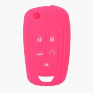 🔑 velsman 5 buttons silicone key fob cover holder: compatible with cruze volt equinox spark sonic flip key - includes bonus wrist strap (hot pink) logo