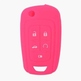 img 4 attached to 🔑 Velsman 5 Buttons Silicone Key FOB Cover Holder: Compatible with Cruze Volt Equinox Spark Sonic Flip Key - Includes Bonus Wrist Strap (Hot Pink)