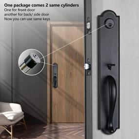 img 3 attached to Matte Black Double Door Handle Set With Keyed And Dummy Options - MDHST2018DB-SET By NEWBANG