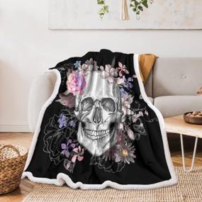 img 3 attached to Sleepwish Sugar Skull Fleece Blanket With Pink Skull And Flower Roses Design For Women And Girls, Soft And Cozy Skull Throw Blanket For Bed, Couch, Sofa, Chair, And Office Use (50" X 60")