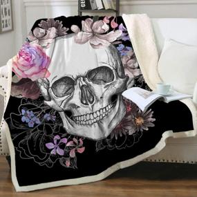 img 4 attached to Sleepwish Sugar Skull Fleece Blanket With Pink Skull And Flower Roses Design For Women And Girls, Soft And Cozy Skull Throw Blanket For Bed, Couch, Sofa, Chair, And Office Use (50" X 60")