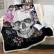 sleepwish sugar skull fleece blanket with pink skull and flower roses design for women and girls, soft and cozy skull throw blanket for bed, couch, sofa, chair, and office use (50" x 60") logo