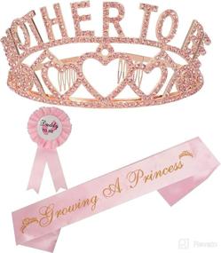 img 4 attached to 🎀 MEANT2TOBE Baby Shower Decoration for Girl - Girl Theme Tiara Crown, Pink Mom to Be Tiara, Baby Shower for Girl, Growing A Princess Sash, Dad to Be Pin, Pink Baby Shower Party Favors Gifts, Mommy to be Sash