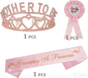 img 1 attached to 🎀 MEANT2TOBE Baby Shower Decoration for Girl - Girl Theme Tiara Crown, Pink Mom to Be Tiara, Baby Shower for Girl, Growing A Princess Sash, Dad to Be Pin, Pink Baby Shower Party Favors Gifts, Mommy to be Sash