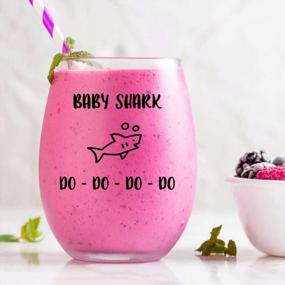 img 3 attached to Entertain Your Loved Ones With Baby Shark Do Do Stemless Wine Glass - Perfect Gift For Baby Shark Lovers!