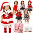 oct17 doll clothes for american girl 18” inch dolls wardrobe makeover outift christmas santa casual dress boots bundle 1 logo