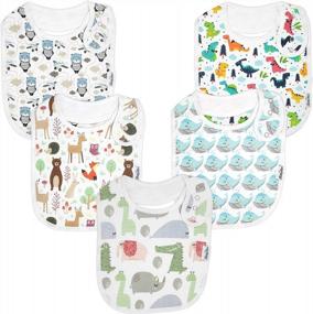 img 4 attached to Organic Cotton Toddler Bibs For Boys And Girls - KiddyStar Premium 5-Pack With Adjustable 5 Positions, Ideal For Feeding, Drooling, Teething And Baby Shower Gift Featuring Bears & Whales Design
