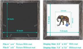 img 1 attached to RPJC 8X8 Inch Soild Wood Picture Frame With High Definition Glass Display Pictures 4X4 With Mat Or 8X8 Without Mat For Wall Mounting Hanging Photo Frame Driftwood Finish