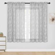add elegance to your home with dwcn's grey floral lace sheer curtains - set of 2 short panels for bedroom and kitchen windows логотип