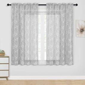 img 4 attached to Add Elegance To Your Home With DWCN'S Grey Floral Lace Sheer Curtains - Set Of 2 Short Panels For Bedroom And Kitchen Windows