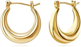 img 4 attached to Minimalist Open Hoop Earrings For Women, Chunky Small Gold Plated Dainty Hoops, Perfect Gift From Famarine