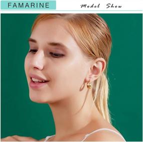 img 2 attached to Minimalist Open Hoop Earrings For Women, Chunky Small Gold Plated Dainty Hoops, Perfect Gift From Famarine