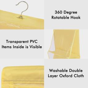 img 1 attached to Светло-желтый подвесной органайзер с 8 карманами для сумок: идеальное решение для хранения и организации шкафа!