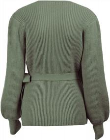 img 2 attached to JNINTH Women'S V Neck Wrap Sweaters Side Tie Long Sleeve Ribbed Pullover Knit Tunics Tops