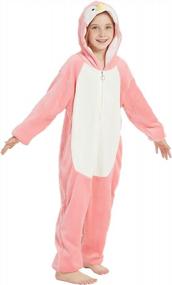 img 2 attached to ABENCA пингвин Onesie Детский костюм животного пижамы для девочек Цельная плюшевая одежда для сна Косплей Хэллоуин Рождество