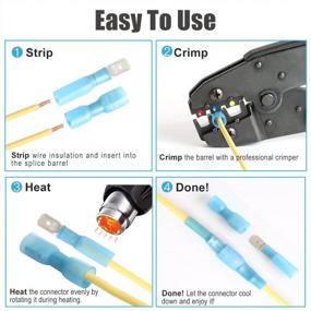 img 2 attached to 100PCS 16-14AWG AIRIC Heat Shrink Spade Connectors Male & Female Waterproof Terminals Kit 0.250"(1/4) Wire Connectors, Ga16-14