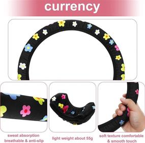 img 2 attached to Set of 5 Cute Flower Steering Wheel Covers, Floral Pattern Elastic Non-Slip Auto Wheel Covers with Colorful Car Air Vent Clips - Cute Car Accessories for Women and Girls, Perfect for Car Decoration