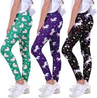 🧜 quedoris 3 pack mermaid printed leggings for girls' clothing via leggings+ logo