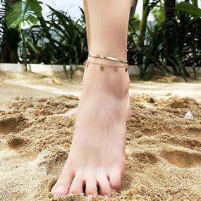 img 2 attached to Ослепите свои лодыжки ножным браслетом Sovesi'S Gold из нержавеющей стали с плоской змеиной цепочкой - идеально подходит для пляжа!
