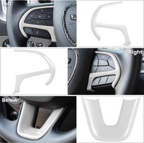 img 2 attached to White 8PCS Steering Wheel Cover Trim Interior Accessories Kit for 2015-2022 Dodge Challenger Charger Durango with Shift Paddle Extended Emblem, 3D Domed Badge Overlay Decal Sticker Set