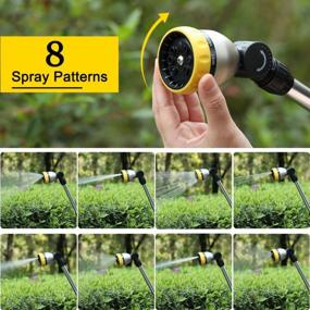 img 1 attached to FanHao 16-Inch Garden Watering Wand With 180° Rotating Head, Thumb Control Shut Off Valve, And 8 Patterns Heavy Duty Hose Nozzle For Efficient Watering