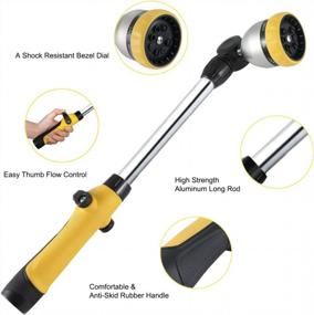 img 2 attached to FanHao 16-Inch Garden Watering Wand With 180° Rotating Head, Thumb Control Shut Off Valve, And 8 Patterns Heavy Duty Hose Nozzle For Efficient Watering