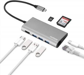 img 4 attached to Адаптер-концентратор Type-C 8-в-1 для MacBook/MacBook Pro/Chromebook Pixel — USB-C PD, HDMI, устройство чтения карт SD/TF, 3XUSB3.0 и Gigabit Ethernet