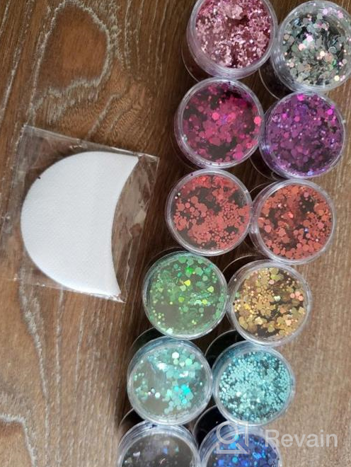 img 1 attached to Holographic Chunky Glitter Makeup Set - 12 Colors For Nails And Face - 11Oz Cosmetic Grade Festival Glitter (B) review by David Olson