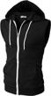 h2h mens casual slim fit zip-up sleeveless hoodie lightweight workout tank tops gym hoodies logo