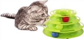 img 4 attached to Оптовая распродажа: 3-уровневые башни для игрушек для кошек PAWISE, роликовые гусеницы для умственных и физических упражнений котенка