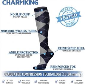 img 1 attached to 8 Pairs Of CHARMKING Compression Socks For Improved Athletic Performance And Circulation - Best For Running And Cycling (15-20 MmHg For Women And Men)