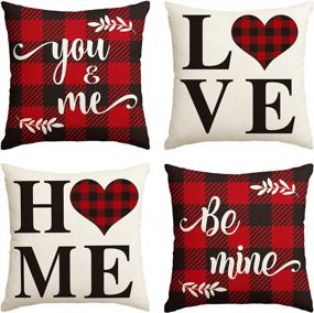 img 4 attached to Cozy Up With AVOIN'S Set Of 4 Valentine'S Day Buffalo Plaid Pillow Covers - Perfect For Any Holiday, Wedding Or Anniversary!