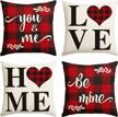 cozy up with avoin's set of 4 valentine's day buffalo plaid pillow covers - perfect for any holiday, wedding or anniversary! logo