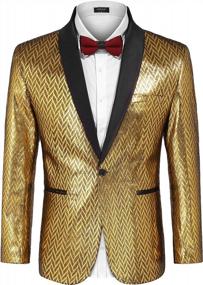 img 4 attached to 🎩 COOFANDY Men's Fashion Suit Jacket Blazer: One-Button Luxury for Weddings, Parties, Dinner, Proms - Gold & Silver Tuxedo