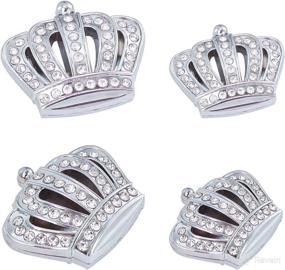 img 4 attached to 👑 4 Pack Bling Princess Crown Car Emblem Platinum Crown Badge Crystal Rhinestone Sticker with Adhesive Back (2 Sizes) for Car, SUV, RV, Window, Bumper, Laptops, Luggage - FINGERINSPIRE