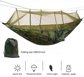 img 2 attached to Camping Hammock With Netting - Single & Double Tree Hammock With Lightweight Nylon, Portable For Backpacking, Travel, Beach And Yard - Perfect For Pest-Free Relaxation Outdoors