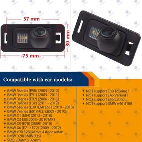 img 2 attached to 📷 High Definition HD 1280x720p Rear Reversing Backup Camera with License Plate Mount - Night Vision, IP68 Waterproof - Compatible with BMW 1/3/5/6 er X6 E5 E39 E46 E90 E91 E92 E60 E61 E70 E71 E72 X3 X5 X1 E84