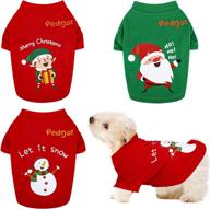 pedgot 3 pack dog christmas shirt - santa claus, snowman, elf - xmas clothes printed puppy t-shirt cosplay pet apparel for small dogs and cats dress up cosplay gifts (size: s) логотип