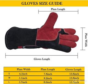 img 1 attached to 🔥 932℉ Leather Welding Gloves - Ultimate Heat Resistant Fire Gloves for Men and Women - Long Sleeve Work Gloves for Tig Mig Stick BBQ Fireplace Animal Handling - Small 14inch