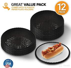 img 3 attached to 🍽️ Stock Your Home 9 Inch Paper Plate Holder - Black, 12 Count (Plastic Heavy Duty) - Woven & Reusable Plastic Paper Plate Holders