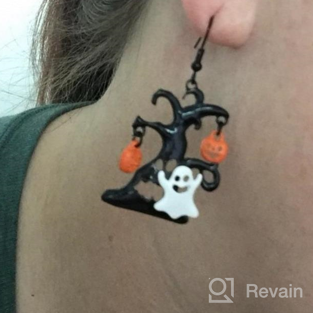 img 1 attached to 👻 Black Tree and White Ghost Drop Earrings for Women Girls - Boderier Ghost Earrings for Halloween review by David Flores