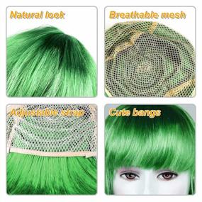 img 2 attached to Neon-Colored Short Bob Wig And Sunglasses Set By MIAHART - Perfect For Cosplay, Parties, Bachelorettes, And Halloween Decorations