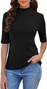 img 1 attached to Stylish Half Sleeve Turtleneck Tunic Top For Women: Dressy Casual Spring Tee With Slim Fit Basic Design By LaLaLa
