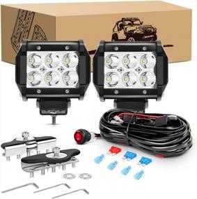 img 4 attached to GOOACC 18W LED Spot Light Bar Fog Lights Universal Adjustable Pillar Hood Work Lights With 16AWG Off Road Wiring Harness-2 Leads For Truck, Golf Cart, SUV, ATV, UTV And Boat - 2PCS (Auto-611), White