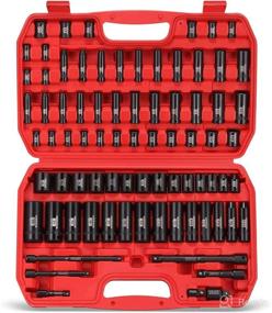 img 4 attached to 🔧 79-Piece 6 Point Socket Set, KBOISHA 1/4&#34;and 3/8&#34; Drive Impact Socket Set, Standard SAE and Metric Sizes, CR-V Steel Sockets with Bit Adapter &amp; Ratchet Handle