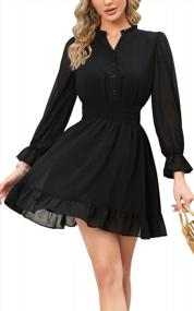 img 4 attached to Chic And Stylish: EXLURA Women'S Puff Sleeve A-Line Mini Dress With Ruffle Detailing