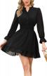 chic and stylish: exlura women's puff sleeve a-line mini dress with ruffle detailing logo